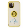 Mey İthalat®  iPhone 12 Pro Kılıf Montreal Yüzüklü Silikon Kapak - Sarı