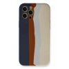 Mey İthalat® iPhone 12 Pro Max Kılıf Ebruli Lansman Silikon - Lacivert-Krem