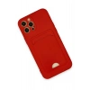 Mey İthalat®  iPhone 12 Pro Max Kılıf Kelvin Kartvizitli Silikon - Kırmızı