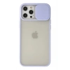 Mey İthalat®  iPhone 12 Pro Max Kılıf Palm Buzlu Kamera Sürgülü Silikon - Lila