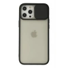 Mey İthalat®  iPhone 12 Pro Max Kılıf Palm Buzlu Kamera Sürgülü Silikon - Siyah