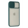 Mey İthalat®  iPhone 12 Pro Max Kılıf Palm Buzlu Kamera Sürgülü Silikon - Yeşil