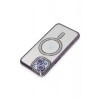 Mey İthalat®  iPhone 13 Kılıf Joke Simli Magneticsafe Kılıf - Derin Mor