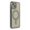 Mey İthalat®   iPhone 13 Kılıf Joke Simli Magneticsafe Kılıf - Gri