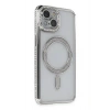 Mey İthalat®   iPhone 13 Kılıf Joke Simli Magneticsafe Kılıf - Gümüş