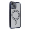 Mey İthalat®   iPhone 13 Kılıf Joke Simli Magneticsafe Kılıf - Lacivert