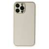 Mey İthalat®  iPhone 13 Pro Kılıf Coco Deri Silikon Kapak - Beyaz