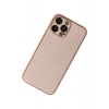Mey İthalat®  iPhone 13 Pro Kılıf Coco Deri Silikon Kapak - Pudra