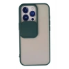 Mey İthalat® iPhone 13 Pro Kılıf Palm Buzlu Kamera Sürgülü Silikon - Yeşil