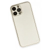 Mey İthalat®  iPhone 13 Pro Max Kılıf Coco Karbon Silikon - Beyaz