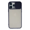 Mey İthalat® iPhone 13 Pro Max Kılıf Palm Buzlu Kamera Sürgülü Silikon - Lacivert