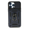 Mey İthalat®  iPhone 13 Pro Max Kılıf Pars Lens Yüzüklü Silikon - Lacivert