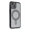 Mey İthalat®  iPhone 14 Kılıf Joke Simli Magneticsafe Kılıf - Siyah