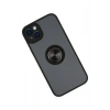 Mey İthalat®  iPhone 14 Kılıf Montreal Yüzüklü Silikon Kapak - Siyah