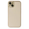 Mey İthalat®  iPhone 14 Plus Kılıf Coco Deri Silikon Kapak - Gold
