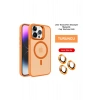 Mey İthalat®  iPhone 14 Pro Kılıf Flet Lens Magsafe Kapak - Turuncu