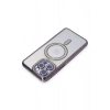 Mey İthalat®  iPhone 14 Pro Kılıf Joke Simli Magneticsafe Kılıf - Derin Mor