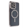Mey İthalat®  iPhone 14 Pro Kılıf Joke Simli Magneticsafe Kılıf - Gri