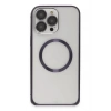 Mey İthalat®  iPhone 14 Pro Kılıf Metal Bumper Magneticsafe Kapak - Derin Mor