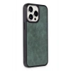 Mey İthalat®  iPhone 14 Pro Max Kılıf Aras Deri Kapak - Koyu Yeşil