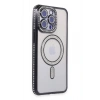 Mey İthalat®  iPhone 14 Pro Max Kılıf Joke Simli Magneticsafe Kılıf - Siyah