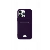 Mey İthalat®  iPhone 14 Pro Max Kılıf Kelvin Kartvizitli Silikon - Derin Mor