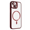 Mey İthalat®   iPhone 14 Remim Lensli Magsafe Standlı Kapak - Bordo