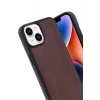 Mey İthalat®   iPhone 15 Kılıf Aras Deri Kapak - Bordo