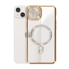 Mey İthalat®   iPhone 15 Kılıf Joke Simli Magneticsafe Kılıf - Gold