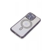 Mey İthalat®  iPhone 15 Pro Max Kılıf Joke Simli Magneticsafe Kılıf - Derin Mor