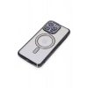 Mey İthalat®  iPhone 15 Pro Max Kılıf Joke Simli Magneticsafe Kılıf - Siyah