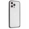 Mey İthalat®  iPhone 15 Pro Max Kılıf Metal Bumper Magneticsafe Kapak - Lacivert