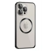Mey İthalat®  iPhone 15 Pro Max Kılıf Metal Bumper Magneticsafe Kapak - Siyah