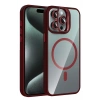 Mey İthalat®   iPhone 15 Pro Max Remim Lensli Magsafe Standlı Kapak - Bordo