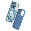Mey İthalat®  iPhone 16 Flower Series Magsafe Kapak - Mavi