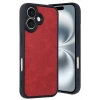 Mey İthalat®  iPhone 16 Kılıf Aras Deri Kapak - Kırmızı
