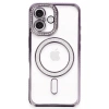 Mey İthalat®  iPhone 16 Kılıf Joke Simli Magneticsafe Kılıf - Derin Mor