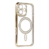 Mey İthalat®  iPhone 16 Kılıf Joke Simli Magneticsafe Kılıf - Gold
