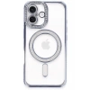 Mey İthalat®  iPhone 16 Kılıf Joke Simli Magneticsafe Kılıf - Mavi