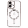 Mey İthalat®  iPhone 16 Kılıf Joke Simli Magneticsafe Kılıf - Pembe