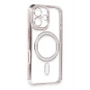 Mey İthalat®  iPhone 16 Kılıf Joke Simli Magneticsafe Kılıf - Pembe
