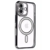 Mey İthalat®  iPhone 16 Kılıf Joke Simli Magneticsafe Kılıf - Siyah