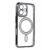 Mey İthalat®  iPhone 16 Kılıf Joke Simli Magneticsafe Kılıf - Siyah