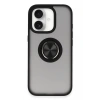 Mey İthalat®  iPhone 16 Kılıf Montreal Yüzüklü Silikon Kapak - Siyah