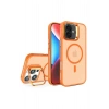 Mey İthalat®  iPhone 16 Plus Flet Lens Magsafe Kapak - Turuncu