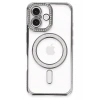 Mey İthalat®  iPhone 16 Plus Kılıf Joke Simli Magneticsafe Kılıf - Gri