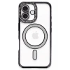 Mey İthalat®  iPhone 16 Plus Kılıf Joke Simli Magneticsafe Kılıf - Siyah