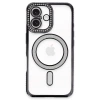 Mey İthalat®  iPhone 16 Plus Kılıf Joke Simli Magneticsafe Kılıf - Siyah
