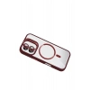 Mey İthalat®   iPhone 16 Plus Remim Lensli Magsafe Standlı Kapak - Bordo