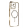 Mey İthalat®  iPhone 16 Pro Kılıf Joke Simli Magneticsafe Kılıf - Gold